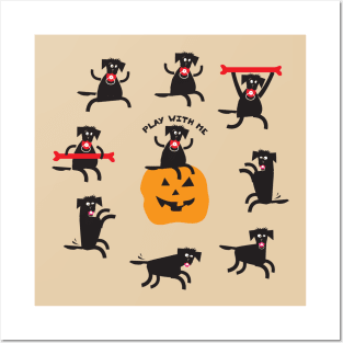 Black Labrador Dog Halloween Posters and Art